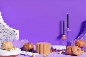 Halloween Product Display Background. 3D Rendering. photo