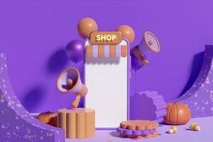 Halloween Product Display Background. 3D Rendering. photo