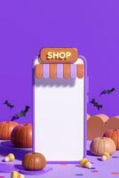 Halloween Vertical Product Display Background. 3D Rendering. photo