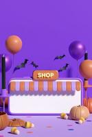 Halloween Vertical Product Display Background. 3D Rendering. photo