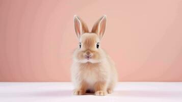 Adorable rabbit in serene minimalist setting photo