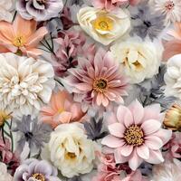 Realistic pastel floral pattern for elegant designs. Soft and versatile. Perfect for many projects photo