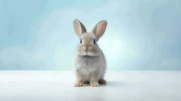 Adorable rabbit in serene minimalist setting photo