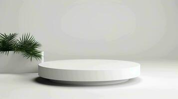Elegant White Product Presentation Podium in 3D Rendering photo
