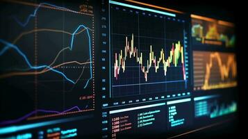 financiero datos análisis. gráficos, informes, y gráficos representando perspectivas foto