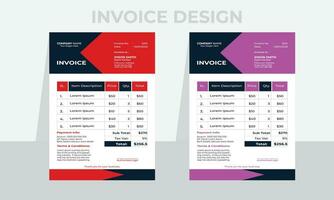 Creative and Unique abstract style corporate business invoice template.Quotation Invoice Layout Template Paper Sheet Include Accounting, Price, Tax, and Quantity. vector