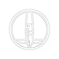 pen logo silhouette with square line frame vector design