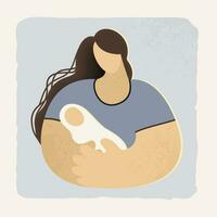 Mother with newborn baby. Vector illustration in square