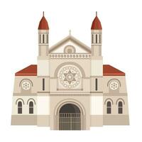 Synagogue. Building or jewish temple. Religious architecture exterior. Vector isolated illustration