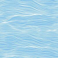 Seamless linear wavy pattern. Marine texture, white wavy lines on blue background vector