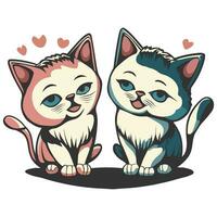 Twin cat with love vector