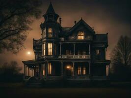 old house in the night photo