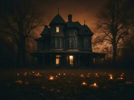 old house in the night photo