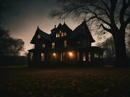 old house in the night photo