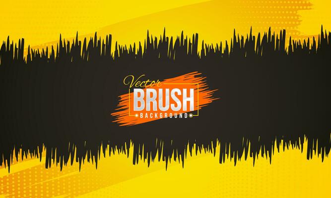 Black and yellow brush background with halftone and gradient