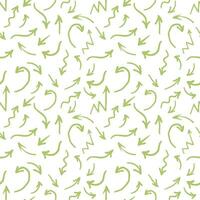 Hand drawn seamless pattern green arrow illustration on white background. Great for label, print, packaging, fabric. vector