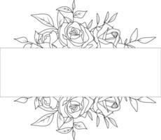 floral frame with black and white sketch of roses, concept for a wedding invitation or greeting card vector