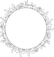 floral frame with black and white sketch of roses, concept for a wedding invitation or greeting card vector