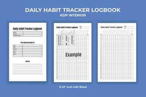 Daily Habit Tracker Logbook KDP Interior vector