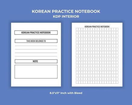 korean Practice Notebook KDP Interior vector