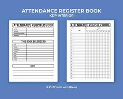 Attendance Register KDP Interior Template vector