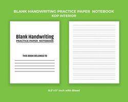 Blank Handwriting Practice Paper Notebook KDP Interior vector