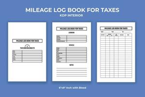 Mileage Log Book for Taxes KDP Interior vector