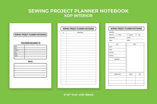 Sewing Project Planner Notebook KDP Interior vector