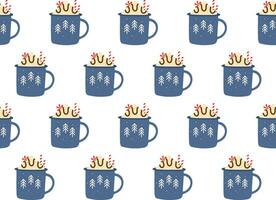 Seamless hot drinks pattern. Traditional autumn or winter drinks. Vector flat repeated background for wallpaper, wrapping, packing, textile