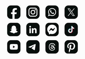 Set of social media logo in white background. Social media icon set collection. vector