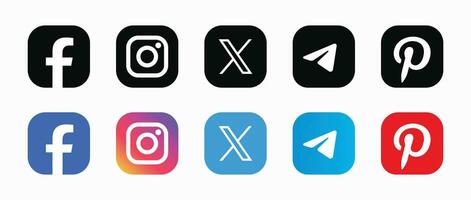 Set of social media logo in white background. Social media icon set collection. vector