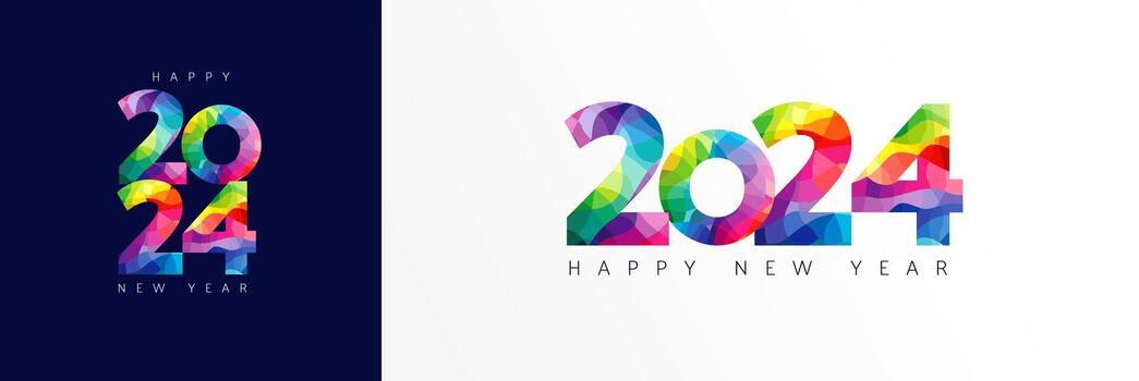 2024 Happy New Year colorful icons. Set of creative numbers. vector