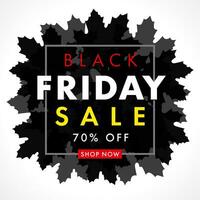 Black Friday Sale with autumn maple leaves. Special offer banner. vector