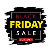 Black Friday sale banner with text on brush paint. Special offer up to 50 percent off for flyer or poster. vector
