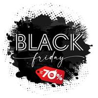 Black Friday, brush and ink grunge banner. Special offer discount up to 70 off red label vector