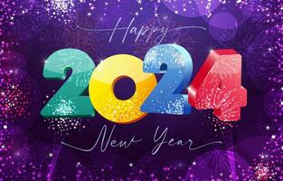 Happy New year 2024 greeting card design. vector