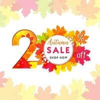Autumn sale creative number. Seasonal ad poster, red, yellow and orange colors, up to 20 percent off vector