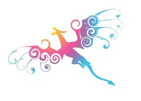 Beautiful Colorful Painting of flying dragon or wyvern soaring sky wallpaper vector