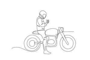 A motorcyclist preparing to travel vector