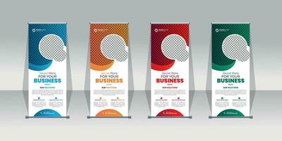 X banner, roll up, pull up, pop up banner design for corporate business marketing and advertising purpose . 4 color and 4 set of gradient layout vector