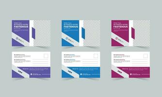 Corporate postcard design template. amazing and modern postcard design. stylish colorful postcard design bundle vector