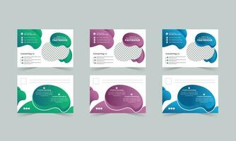 Creative modern corporate business postcard design template colorful bundle vector