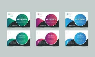 Creative modern gradient corporate business postcard design template colorful bundle vector