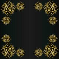 beautiful gold floral frame on black background vector