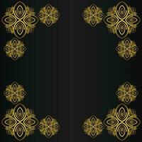 beautiful gold floral frame on black background vector