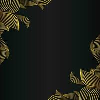 beautiful gold floral frame on black background vector