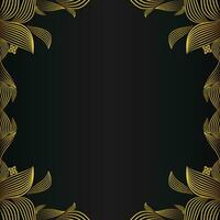 beautiful gold floral frame on black background vector