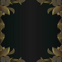 beautiful gold floral frame on black background vector