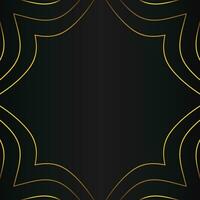 abstract gold line frame decoration on black background vector