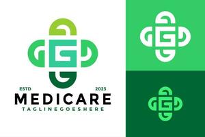 letra sol salud cuidado médico empresa logo diseño vector símbolo icono ilustración